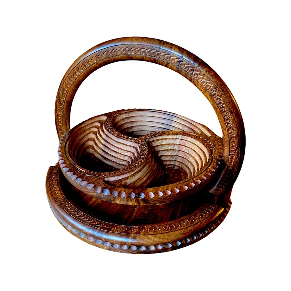 WALNUT KASHMIRI WOODEN BOWL - HOME ACCENT
